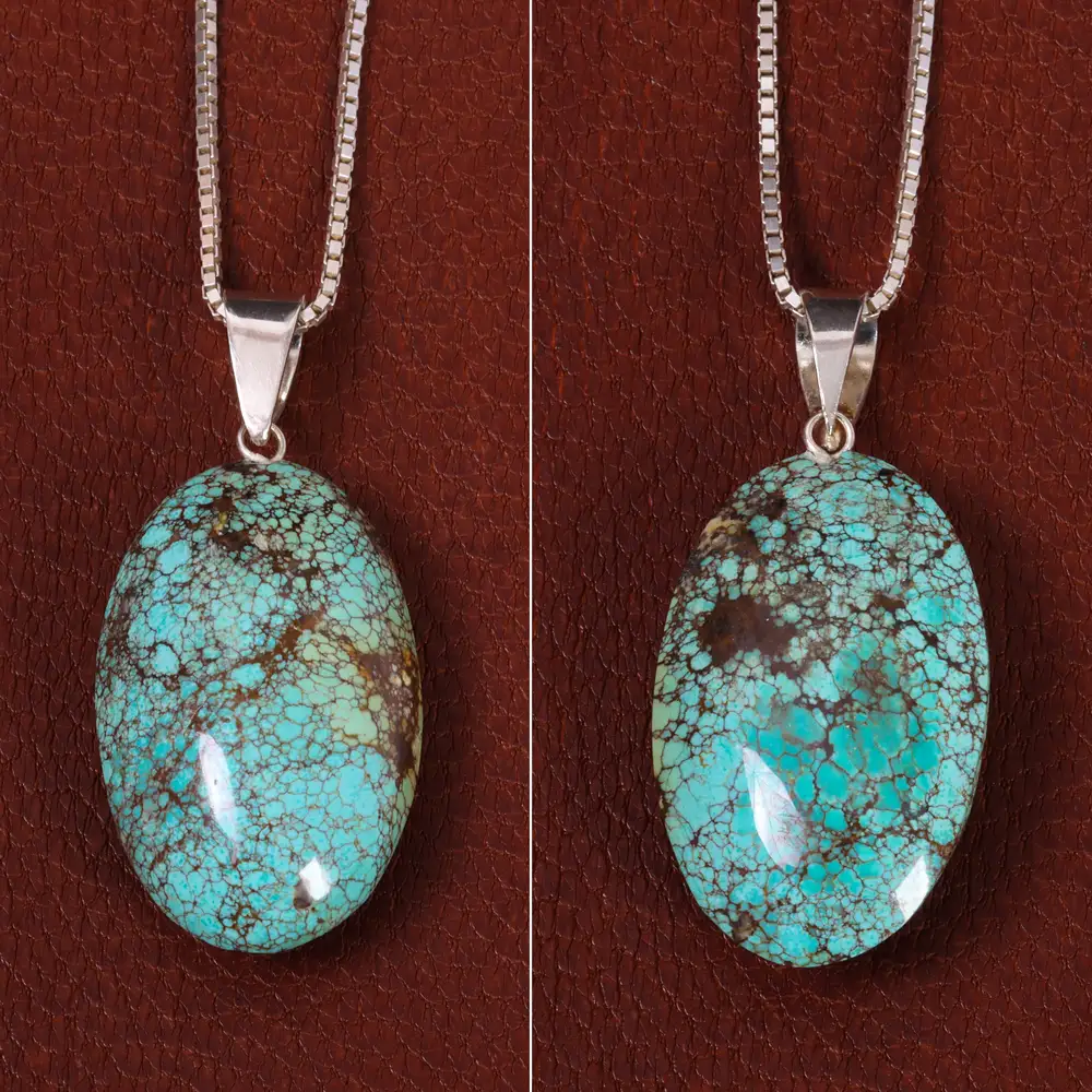 گردنبند فیروزه زنانه دورو تراش کد 27836