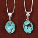 گردنبند فیروزه زنانه دورو تراش کد 27846