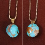 گردنبند فیروزه زنانه دورو تراش کد 27861