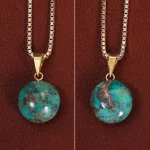 گردنبند فیروزه زنانه دورو تراش کد 27865