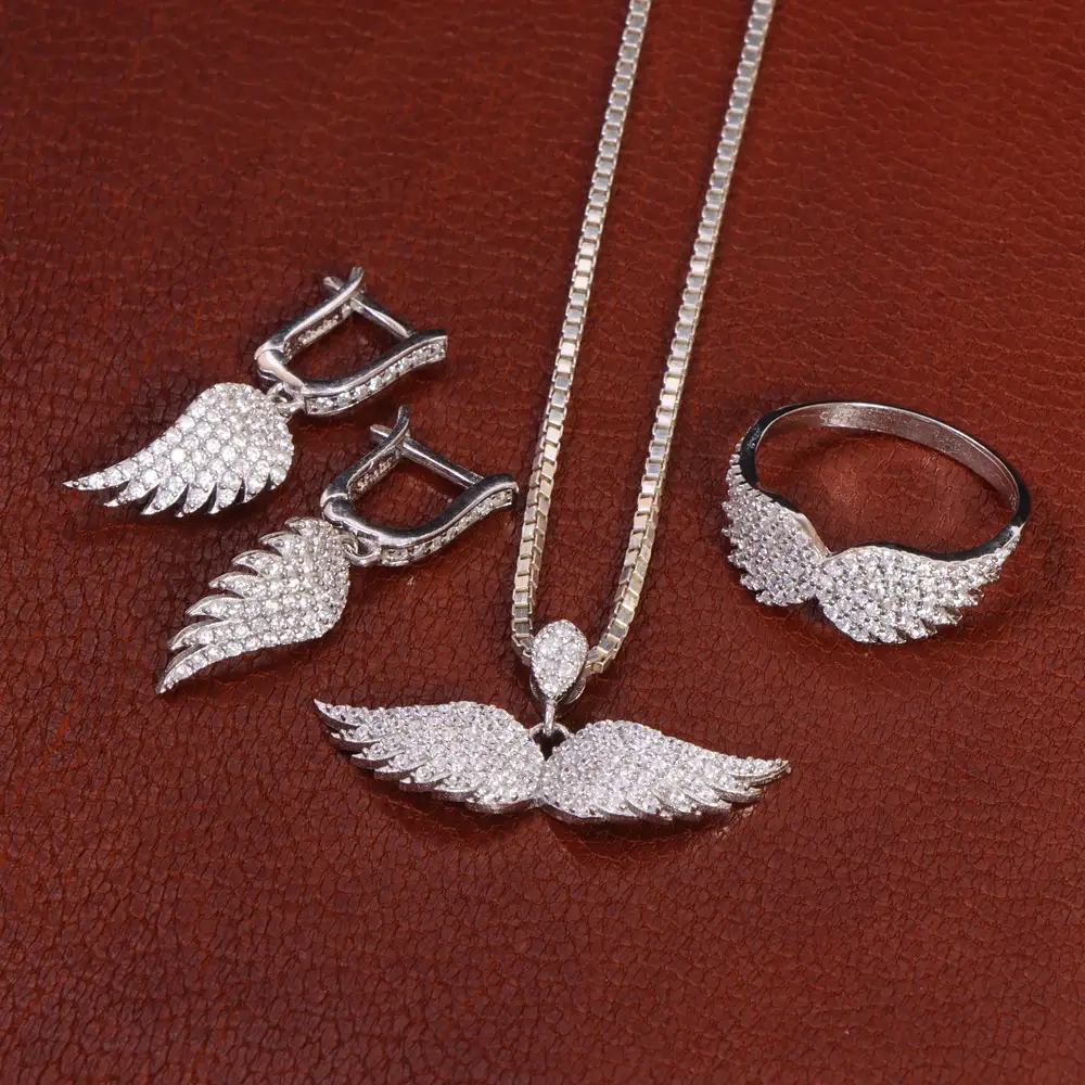 نیم ست نقره زنانه طرح بال فرشته کد 27889