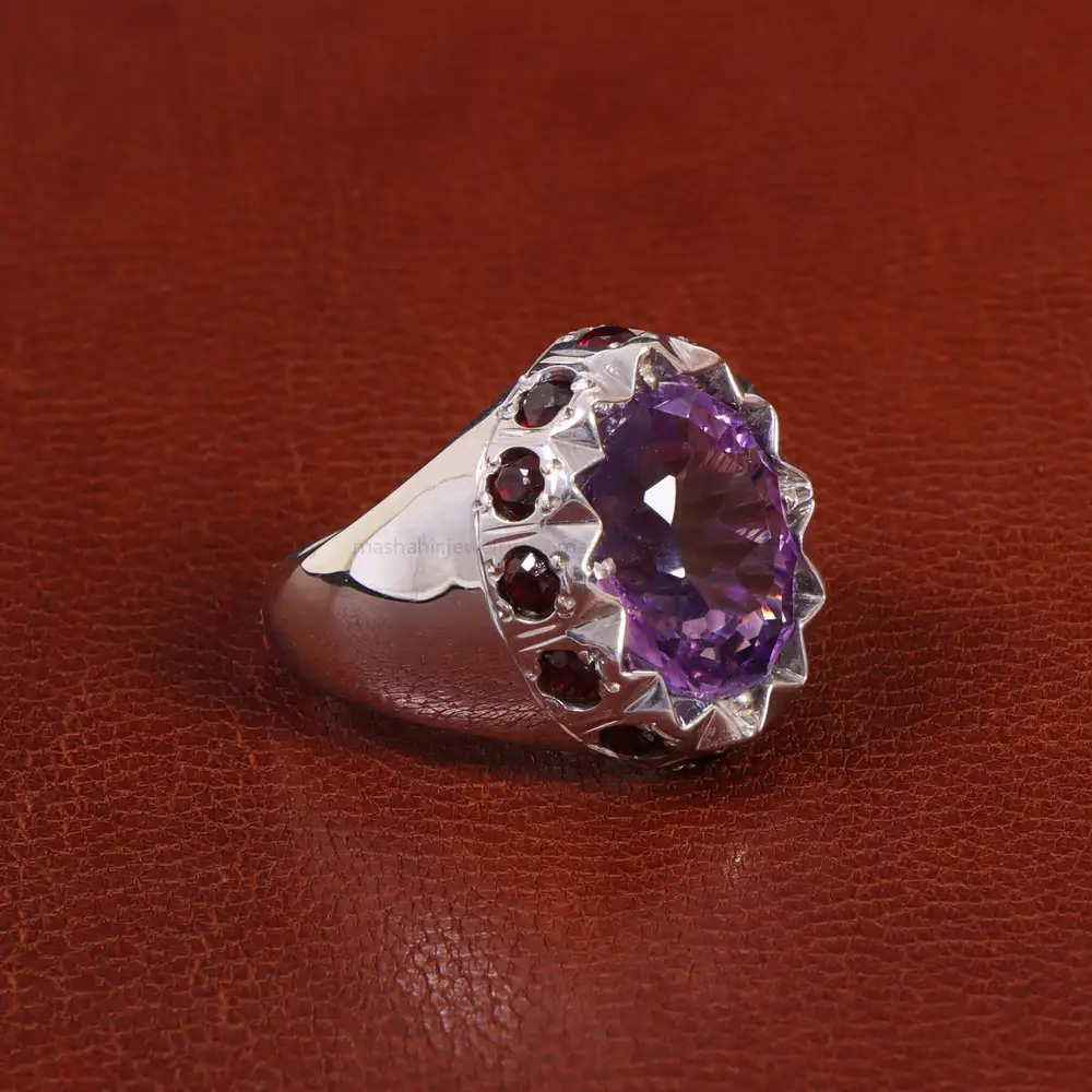 انگشتر آمیتیست مردانه کد 27899