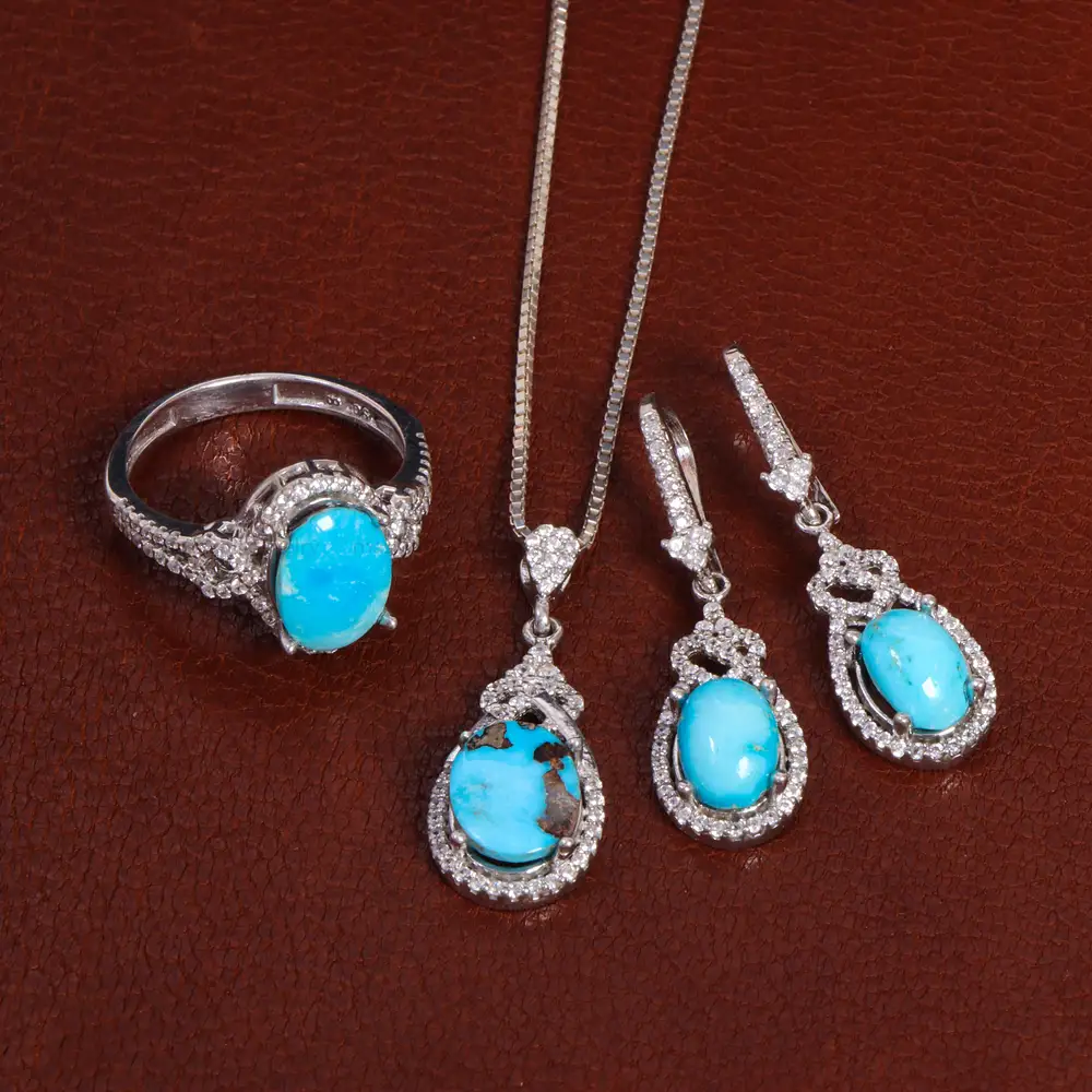 نیم ست فیروزه زنانه کد 27918