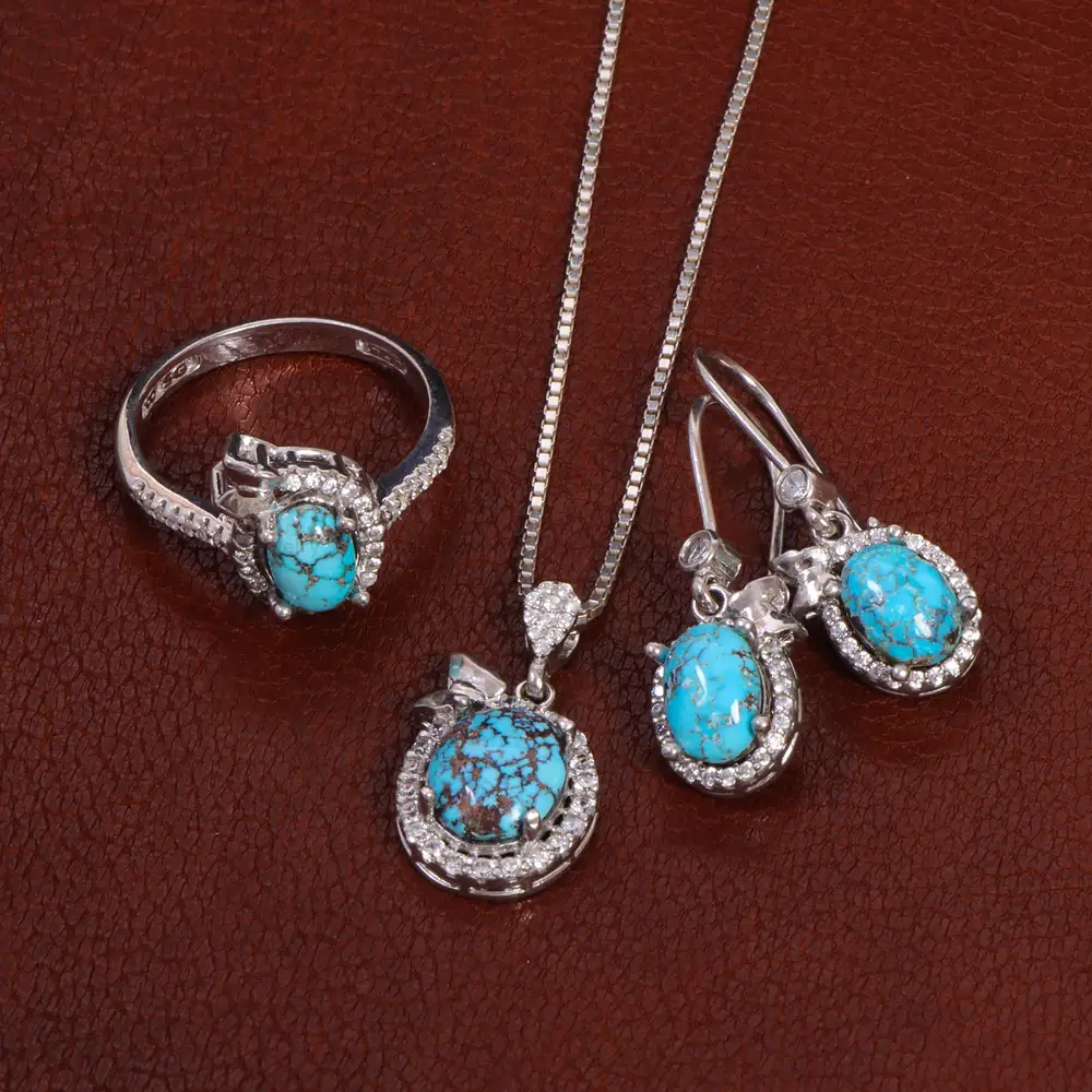 نیم ست فیروزه زنانه کد 27923