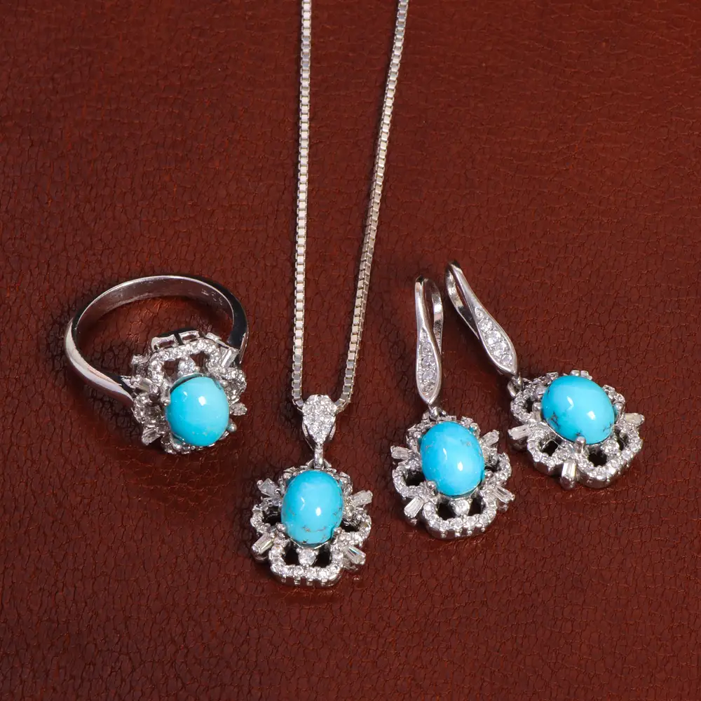 نیم ست فیروزه زنانه کد 27925