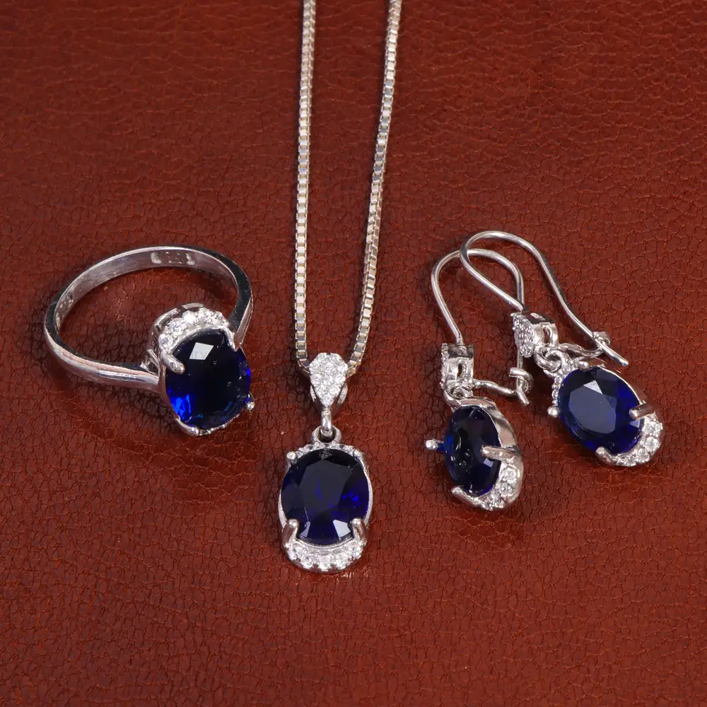 نیم ست طرح یاقوت کبود زنانه کد 27942