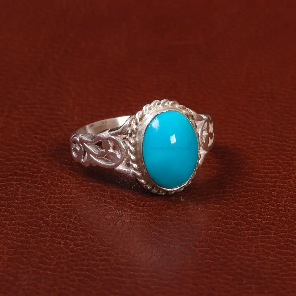 انگشتر فیروزه عجمی مردانه کد 28004
