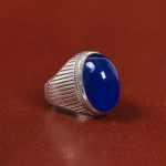 انگشتر عقیق آبی مردانه کد 28275