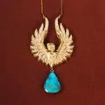 گردنبند فیروزه زنانه طرح فرشته کد 28566