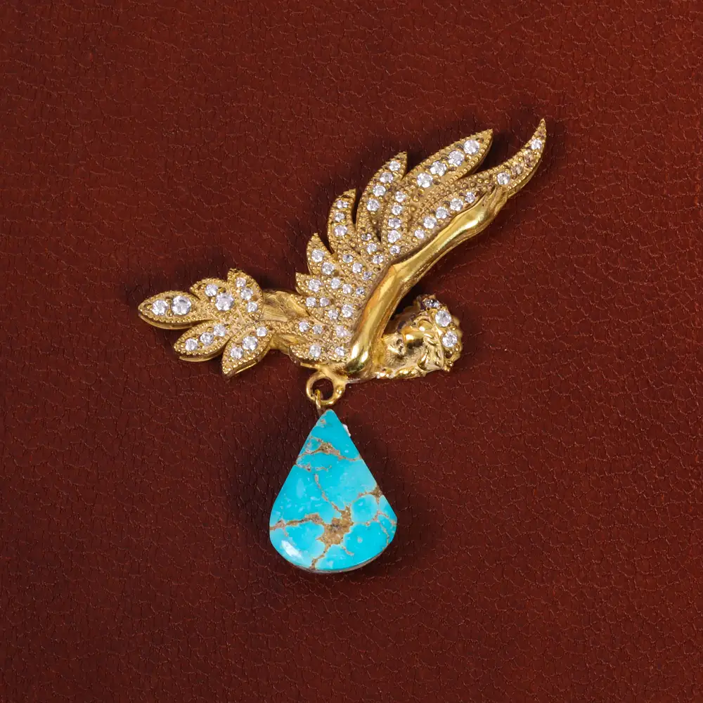 گردنبند فیروزه زنانه طرح فرشته کد 28567