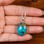 گردنبند فیروزه زنانه دورو تراش کد 27839