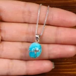 گردنبند فیروزه زنانه دورو تراش کد 27849