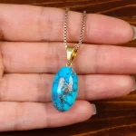 گردنبند فیروزه زنانه دورو تراش کد 27854