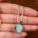 گردنبند فیروزه زنانه دورو تراش کد 27861