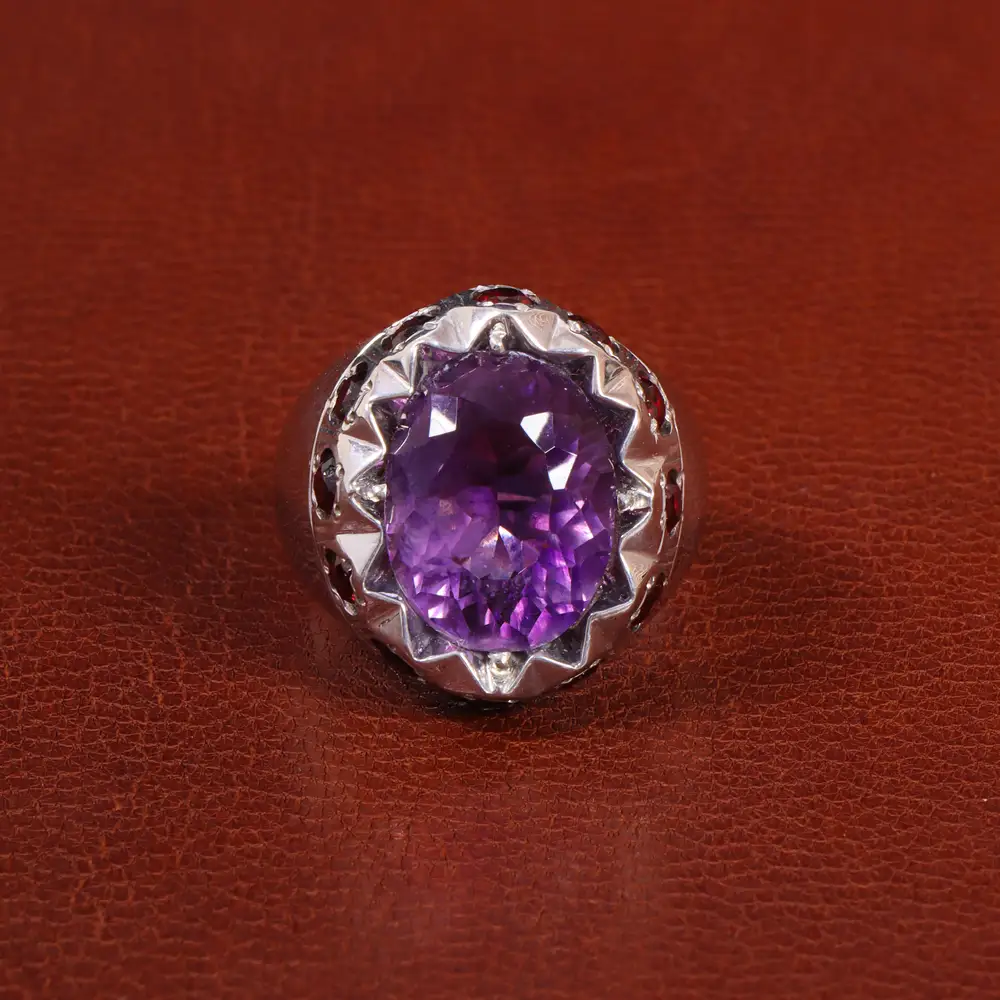 انگشتر آمیتیست مردانه کد 27899