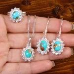 نیم ست فیروزه زنانه کد 27915