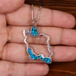 گردنبند فیروزه کوب طرح ایران کد 28407