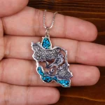 گردنبند فیروزه کوب طرح ایران کد 28409