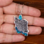 گردنبند فیروزه کوب طرح ایران کد 28411
