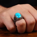 انگشتر فیروزه شجری مردانه کد 27802