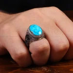 انگشتر فیروزه شجری مردانه کد 27804