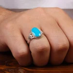 انگشتر فیروزه عجمی مردانه کد 27983