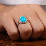 انگشتر فیروزه عجمی مردانه کد 27986