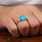 انگشتر فیروزه عجمی مردانه کد 27999
