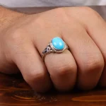 انگشتر فیروزه عجمی مردانه کد 28015