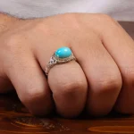انگشتر فیروزه عجمی مردانه کد 28048