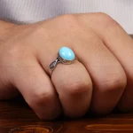 انگشتر فیروزه عجمی مردانه کد 28512