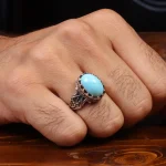 انگشتر فیروزه عجمی مردانه کد 28515