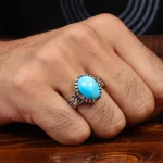 انگشتر فیروزه عجمی مردانه کد 28516
