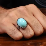انگشتر فیروزه عجمی مردانه کد 28517