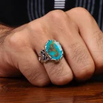 انگشتر فیروزه شجری مردانه کد 28546