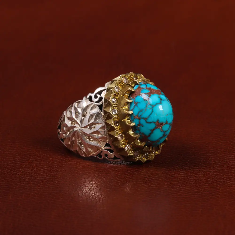 انگشتر فیروزه شجری مردانه کد 25056