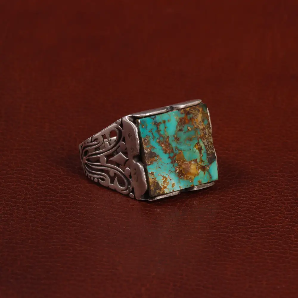 انگشتر فیروزه شجری مردانه کد 28758