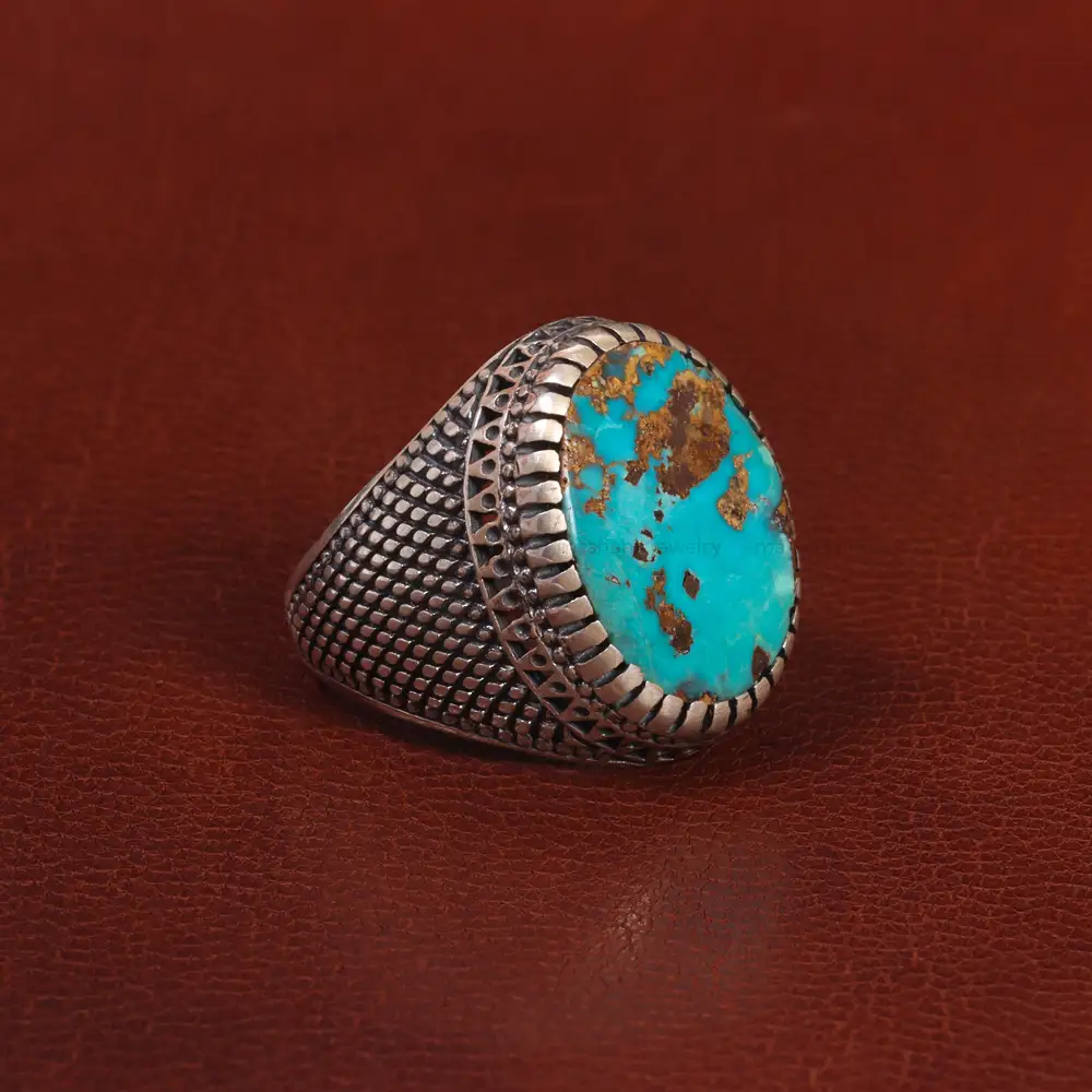 انگشتر فیروزه شجری مردانه کد 28777