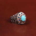 انگشتر فیروزه عجمی مردانه کد 28860
