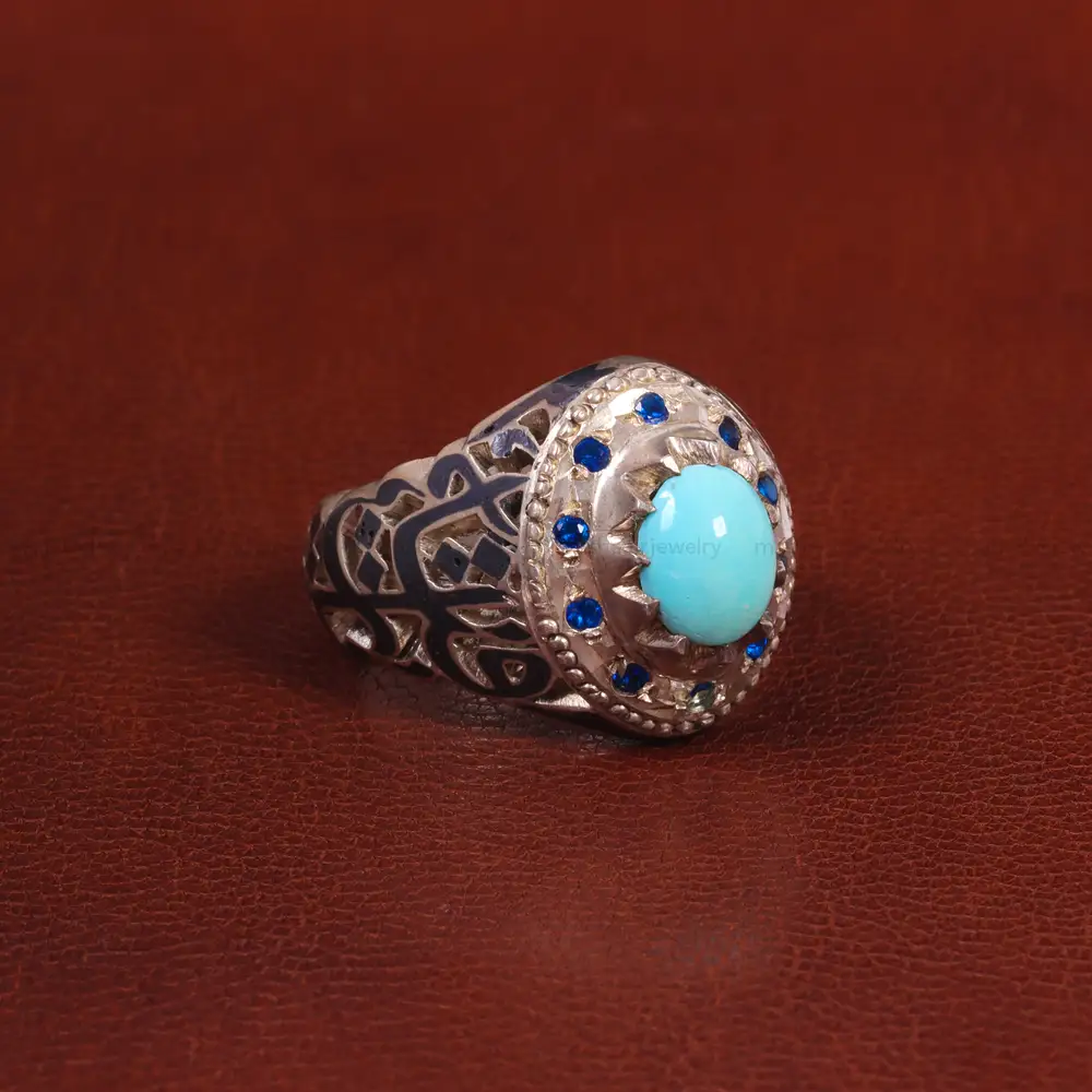 انگشتر فیروزه عجمی مردانه کد 28860