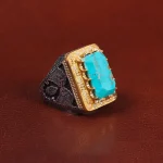 انگشتر فیروزه شجری مردانه کد 28914