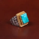 انگشتر فیروزه شجری مردانه کد 28922