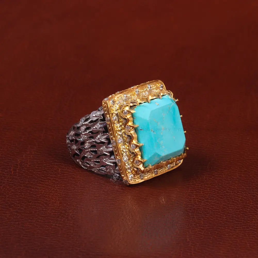 انگشتر فیروزه شجری مردانه کد 28927