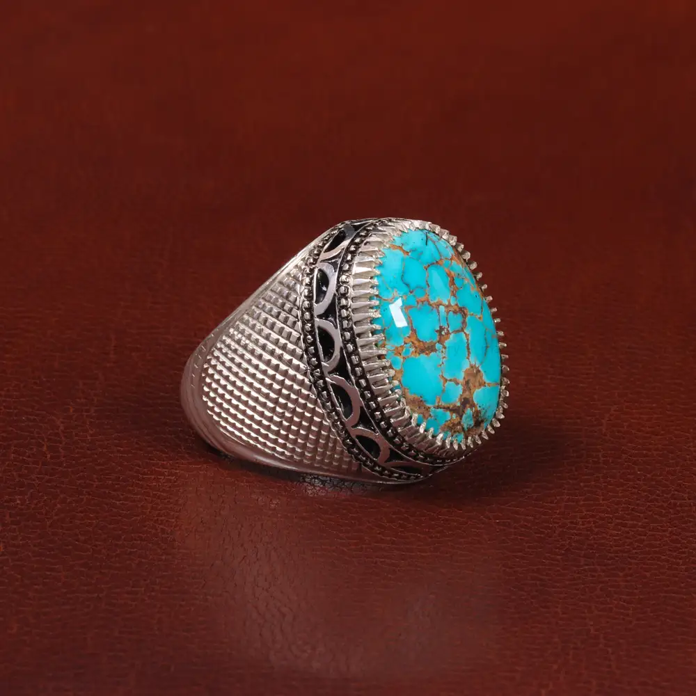 انگشتر فیروزه شجری مردانه کد 28930
