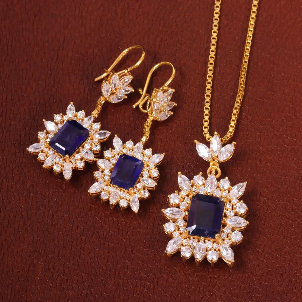 نیم ست یاقوت کبود زنانه کد 29156