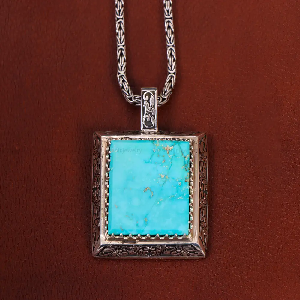 گردنبند فیروزه مردانه کد 29251