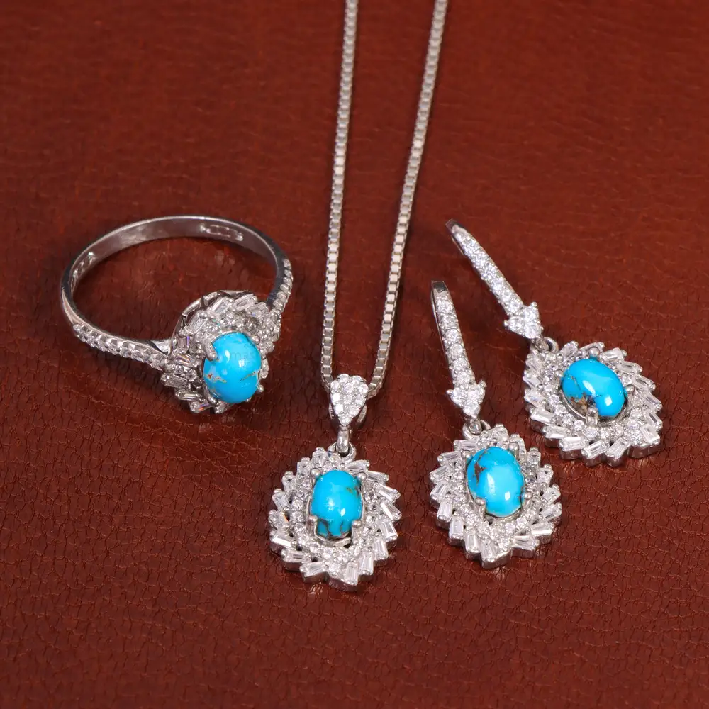 نیم ست فیروزه زنانه کد 29365