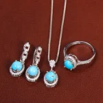 نیم ست فیروزه زنانه کد 29374