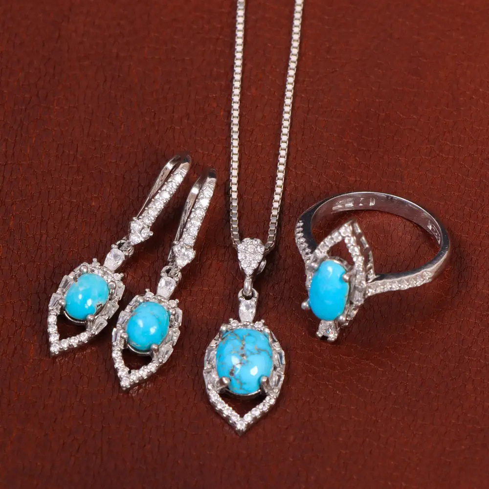 نیم ست فیروزه زنانه کد 29379