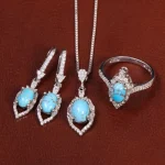 نیم ست فیروزه زنانه کد 29387